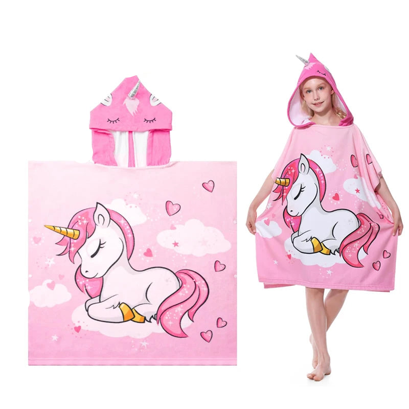 Peignoir de bain fille 6 rouge coton bio-coton-raffiné-sans-manche-capuche-rose