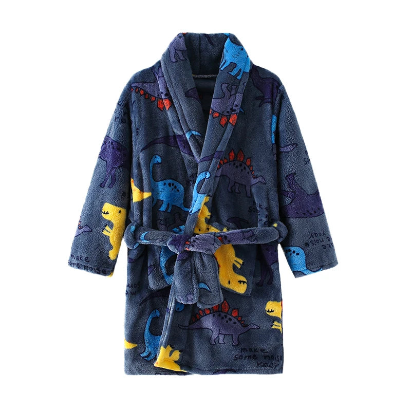 Peignoir de bain garçon 5 ans-flanelle-polyester-col-chale-hiver-printemps-moelleux-absorbant-confortable-dessins-animes-doux-bleu-fonce