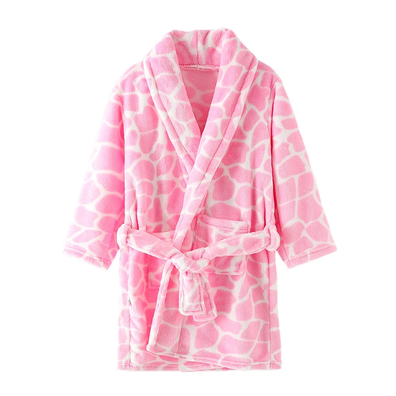 Peignoir de bain garçon 5 ans-flanelle-polyester-col-chale-hiver-printemps-moelleux-absorbant-confortable-dessins-animes-doux-rose-blanc