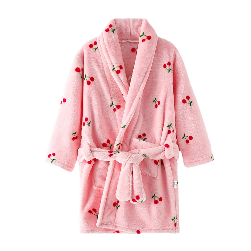 Peignoir de bain garçon 5 ans-flanelle-polyester-col-chale-hiver-printemps-moelleux-absorbant-confortable-dessins-animes-doux-rose