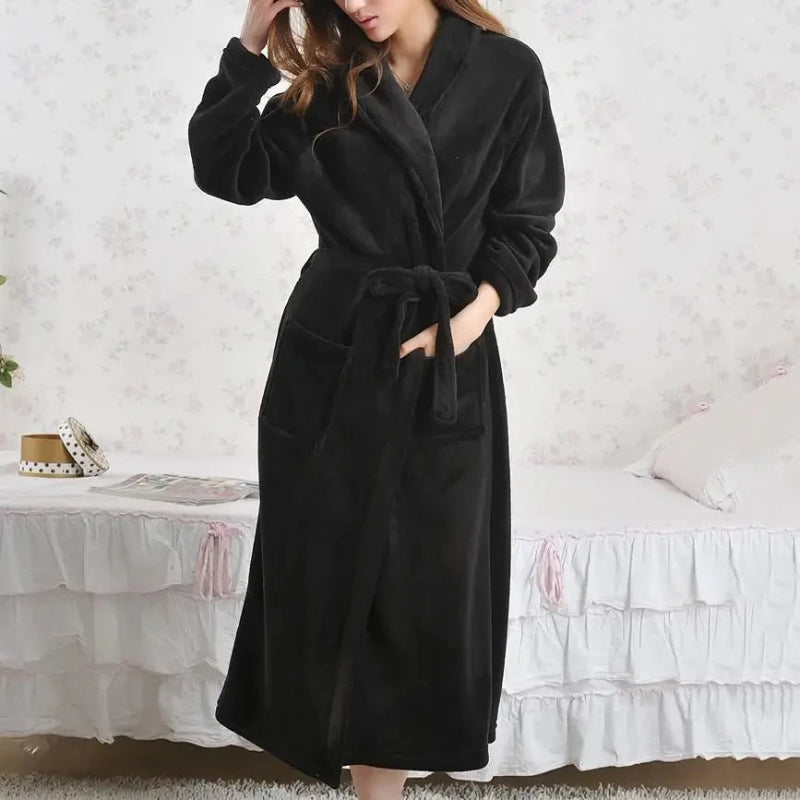 Peignoir_de_bain_grande_taille_homme-flanelle-polyester-hiver-epais-col-chale-manche-longue-femme-mi-mollet-absorbant-noir