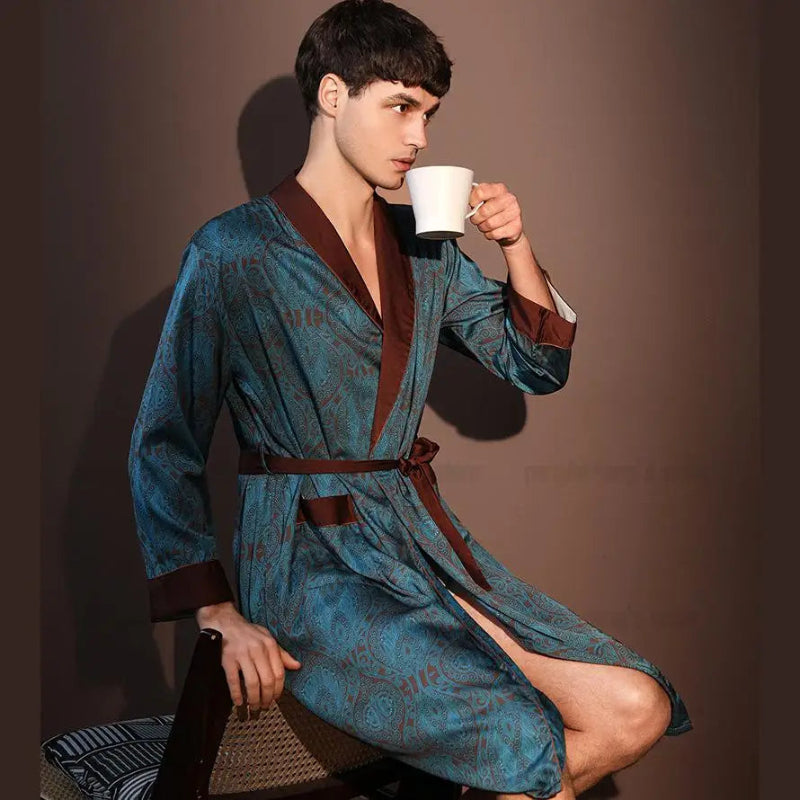 Peignoir_de_bain_homme-polyester-satin_-manche-longue-mi-genou-col-chale-floral-normal