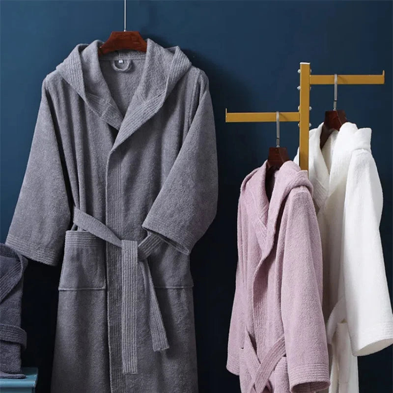 Peignoir_de_bain_homme_capuche-coton-capuche-manche-longue-mi-mollet-hiver-épais-marron