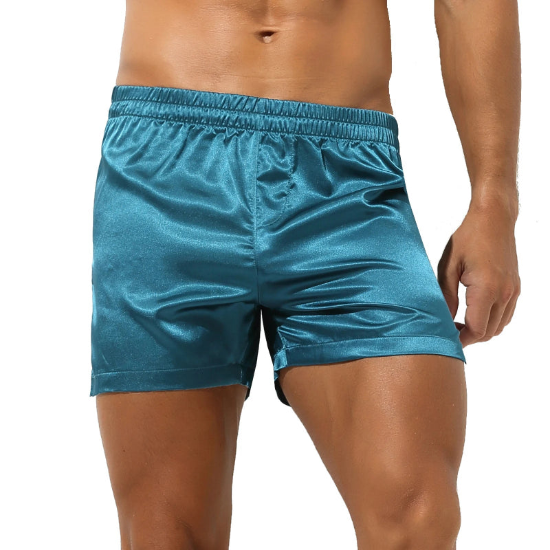 Peignoir de bain homme court capuche-polyester-satiné-absorbant-culotte-été-bleu-marine