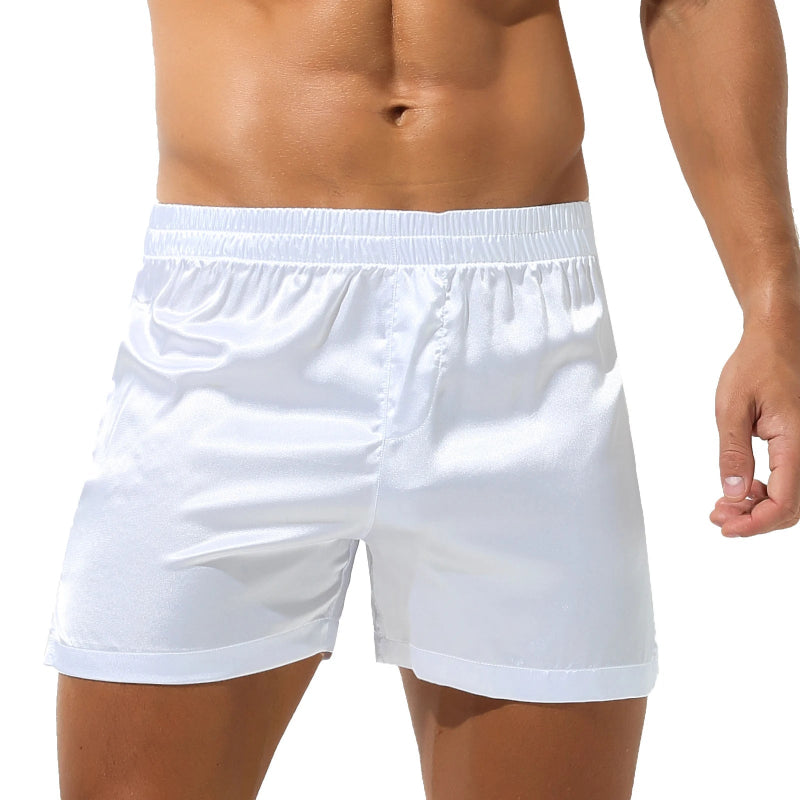 Peignoir de bain homme court capuche-polyester-satiné-absorbant-manche-trois-quarts-été-blanc
