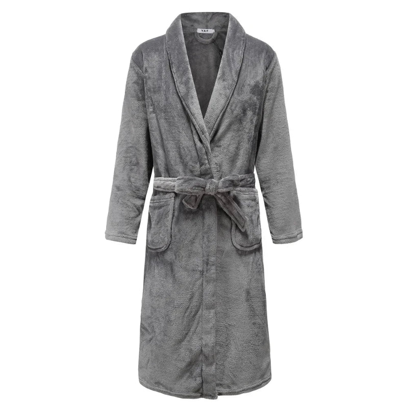 Peignoir de bain homme doux et epais-col-chale-gris-absorbant