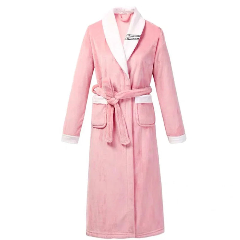Peignoir de bain homme doux et epais-col-chale-rose-absorbant