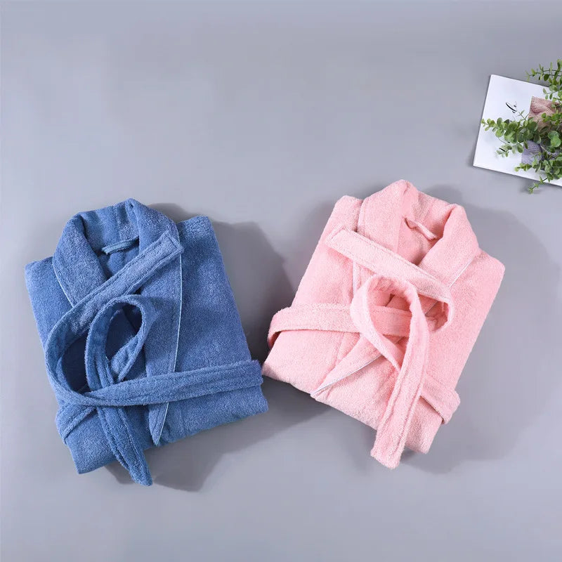 Peignoir de bain homme haut de gamme-coton-epais-col-chale-bleu-rose