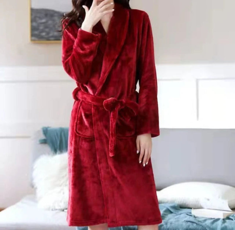 Peignoir_de_bain_homme_marque-flanelle-coral-manche-longue-col-chale-rouge