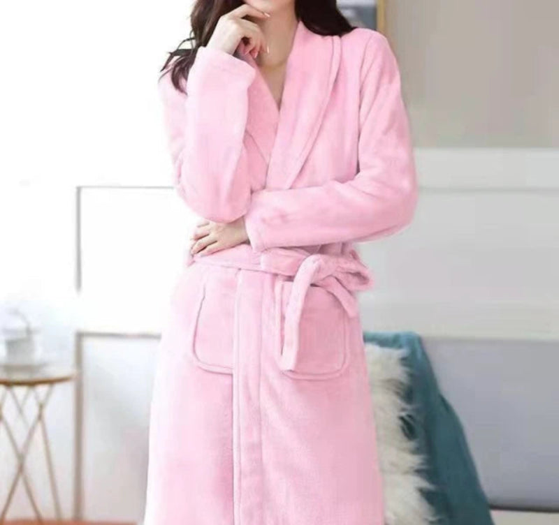 Peignoir_de_bain_homme_marque-flanelle-coral-manche-longue-mi-mollet-rose