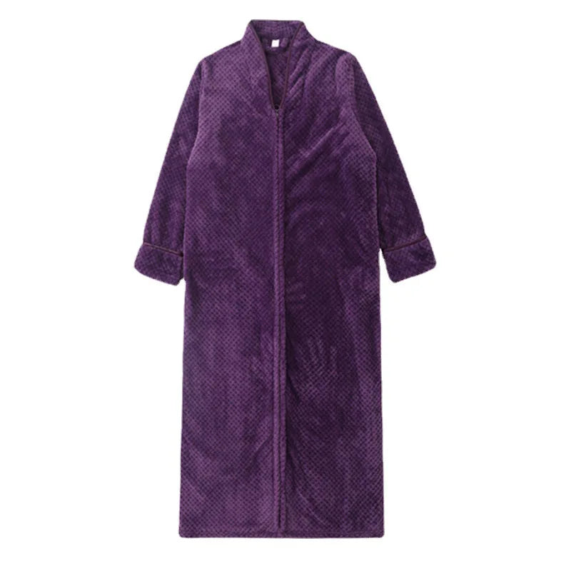 Peignoir de bain long femme-col-chale-violet