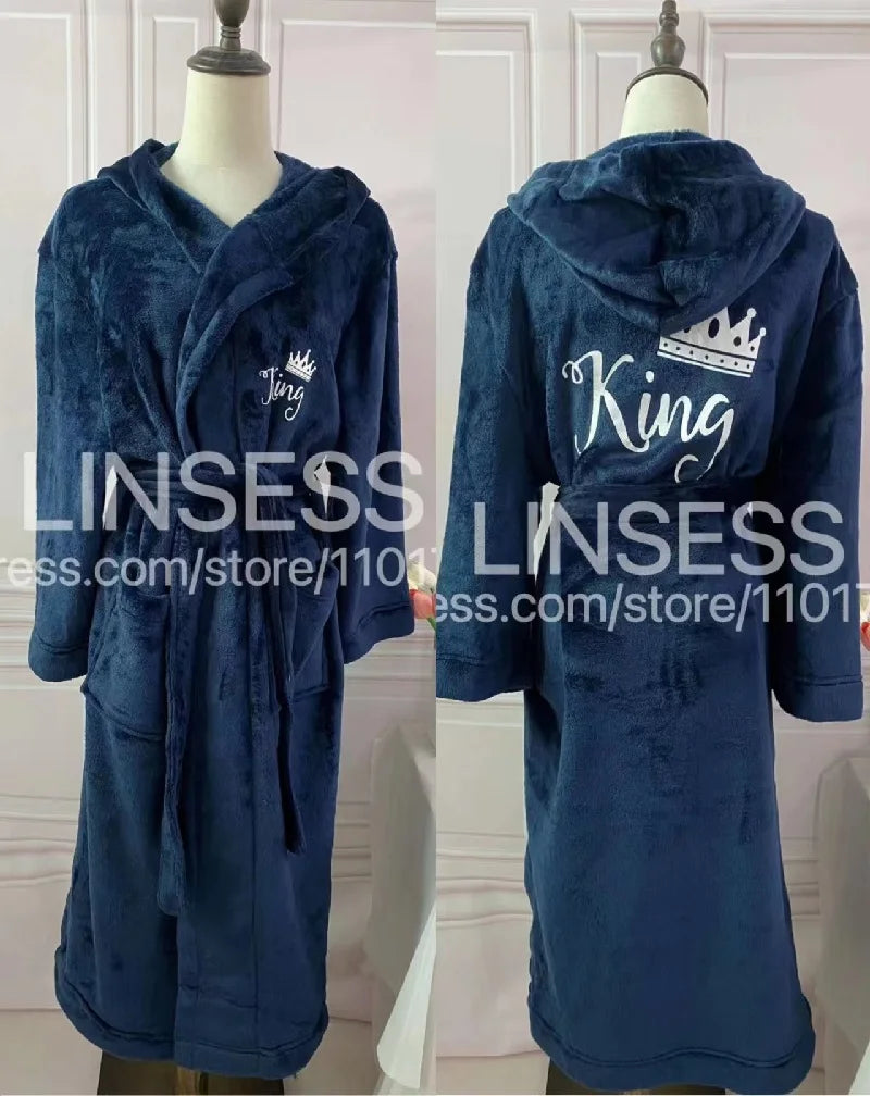 Peignoir de bain pour homme personnalisé-bleu-mi-mollet