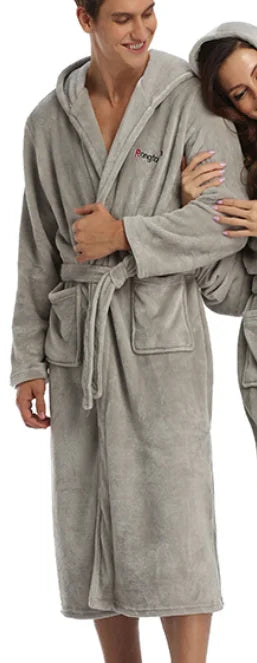 Peignoir de bain pour homme personnalisé-gris-confortable