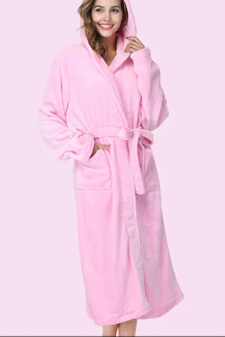 Peignoir de bain pour homme personnalisé-rose-moelleux