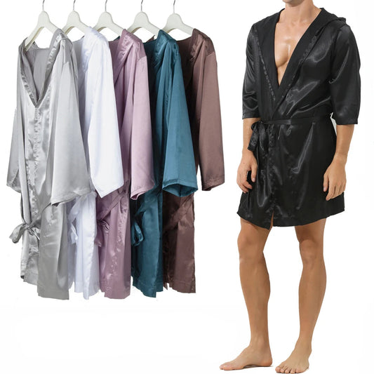 Peignoir de bain homme court capuche