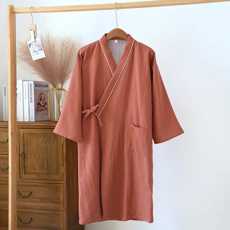 Peignoir de bain homme coton rouge