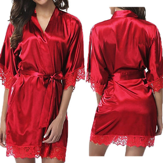 peignoir court femme de bain fantaisie rouge et noir
