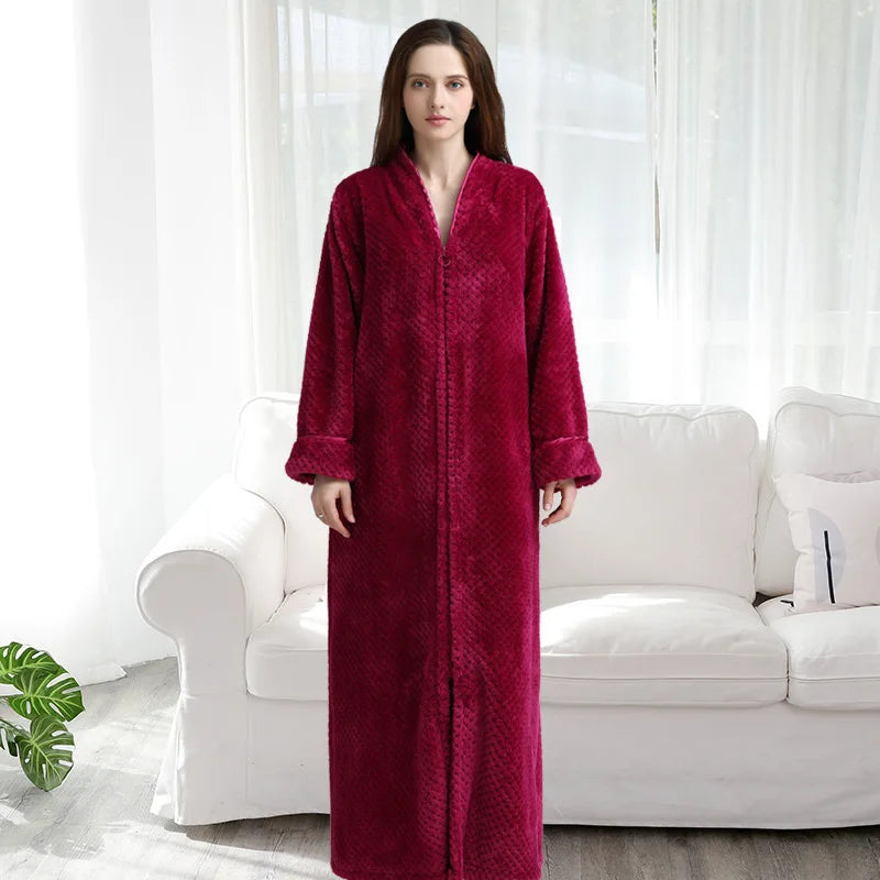 peignoir de bain luxe femme-coton-longueur-cheville-bordeaux-rouge
