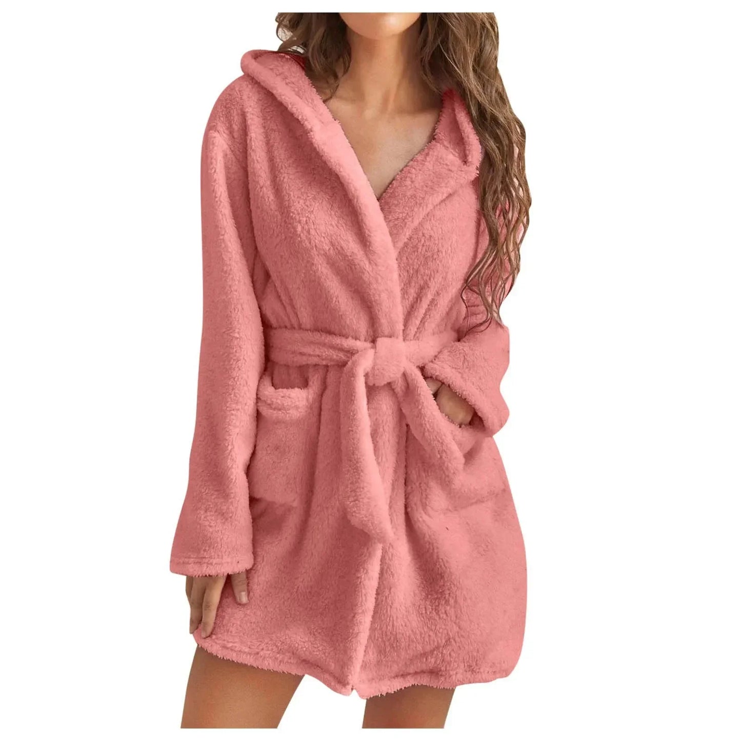 peignoir de bain pas cher femme-coton-rose