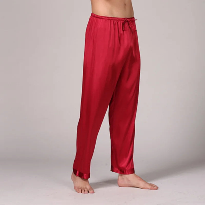 peignoir de bain pour homme grande taille-satin-rouge-pantalon-confortable